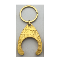 GOLD KEYCHAIN MEDALLION HOLDER FOR BRONZE COINS.