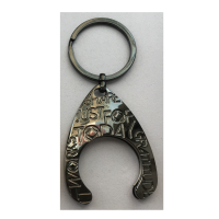 BLACK KEYCHAIN MEDALLION HOLDER FOR BRONZE COINS.